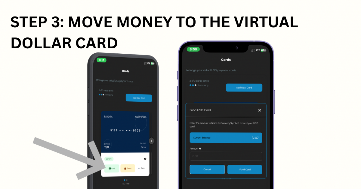 MOVE MONEY TO THE VIRTUAL DOLLAR CARD